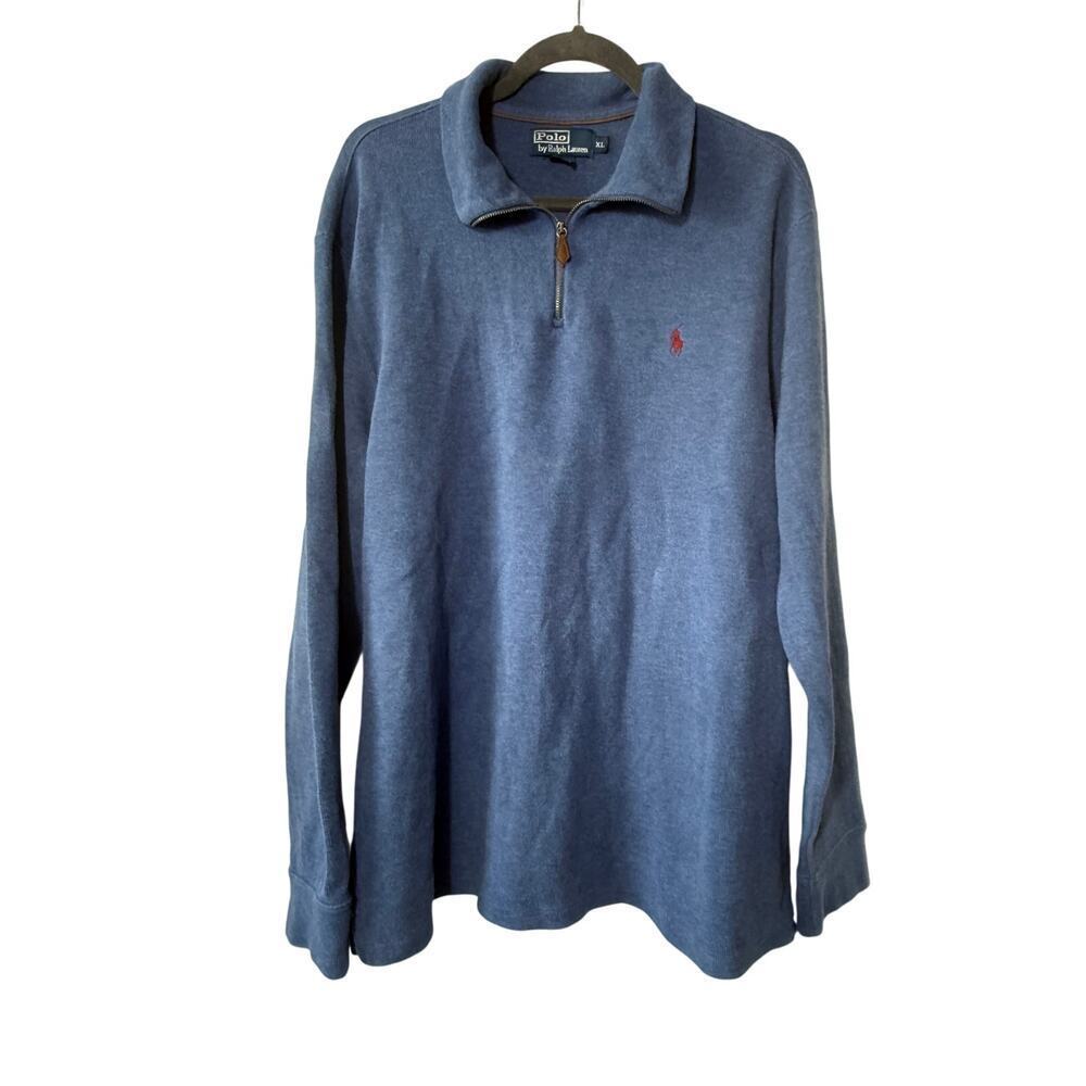 Polo by Ralph Lauren Blue Long Sleeve Sweater 1/4 Zip Sz XL